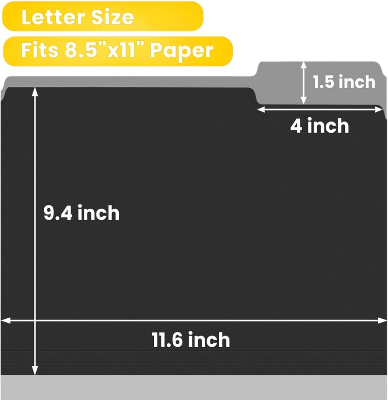 SUNEE File Folders, 36 Pack Manilla Folders 8.5 x 11, Colored File Folders Home Office School Supplies for Documents Files Paper,Black - Image 2